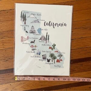 NEW California cities map print Etsy tonja Wilcox art 11x14 travel state